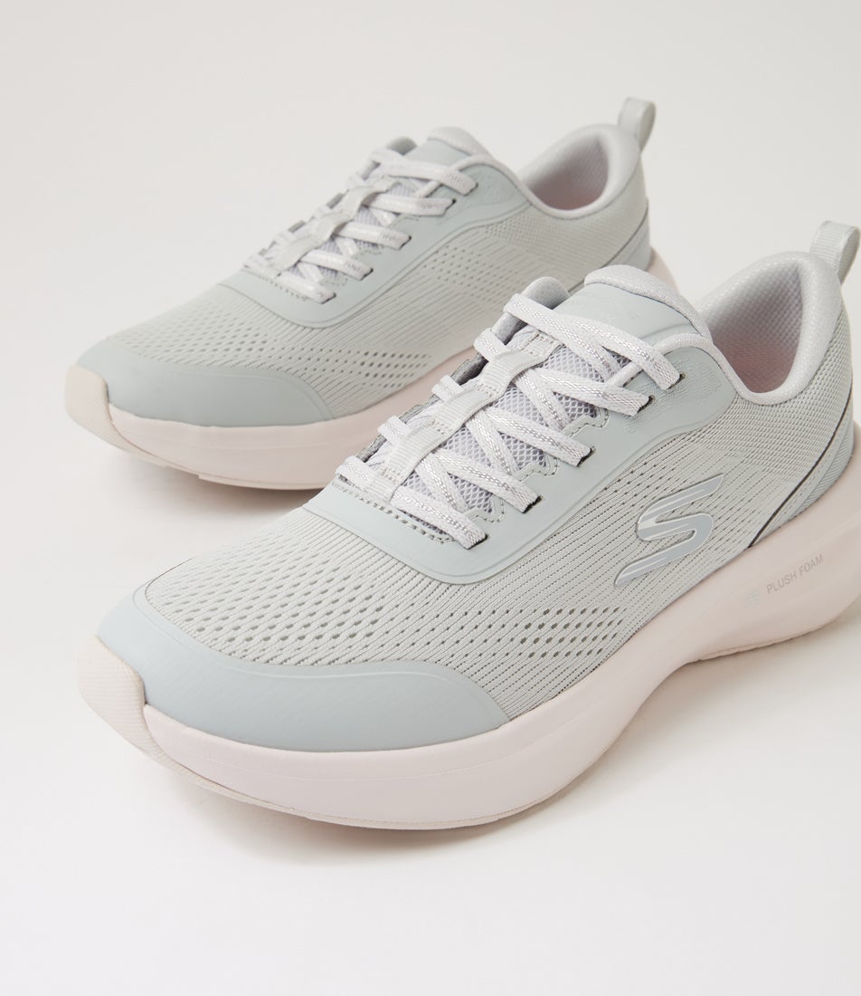 Skechers Plush Foam Grey Pink Mesh Sneakers