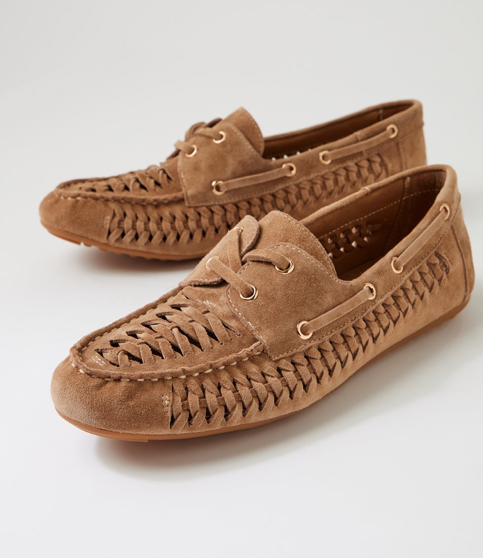 Violin Light Choc Suede Lace Up Flats