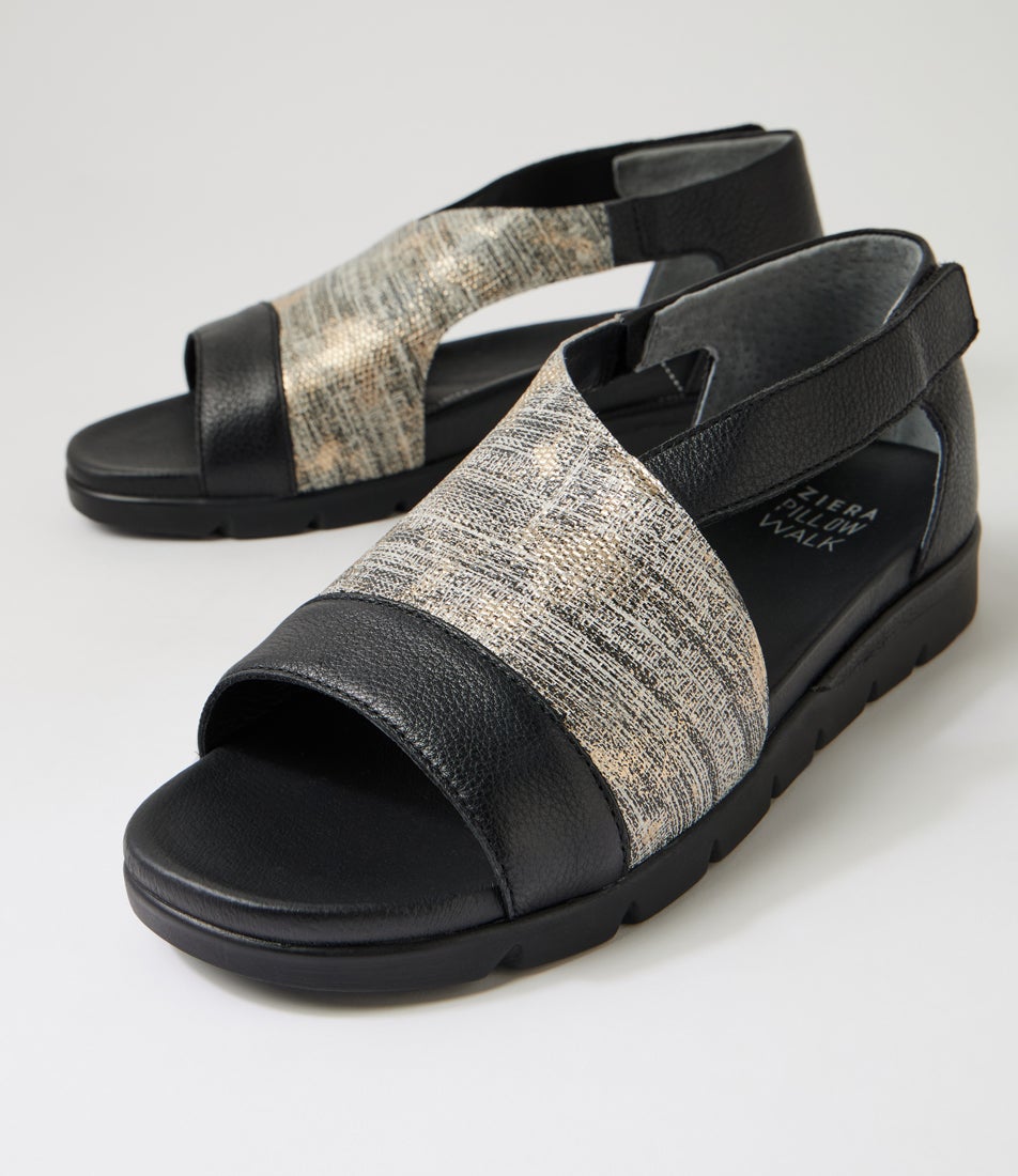 Allroy Xw Black Lizard Leather Sandals