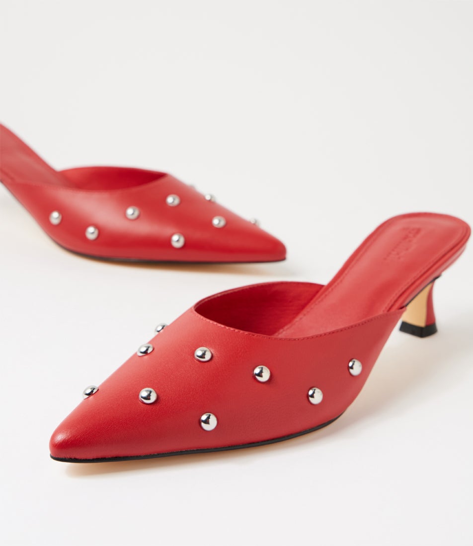 Gissello Deep Red Leather Heels