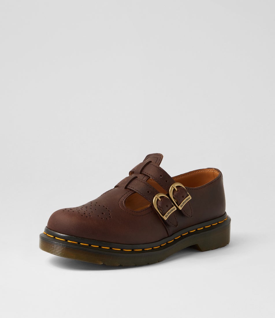 8065 Dark Brown Crazyhorse Leather Mary Janes