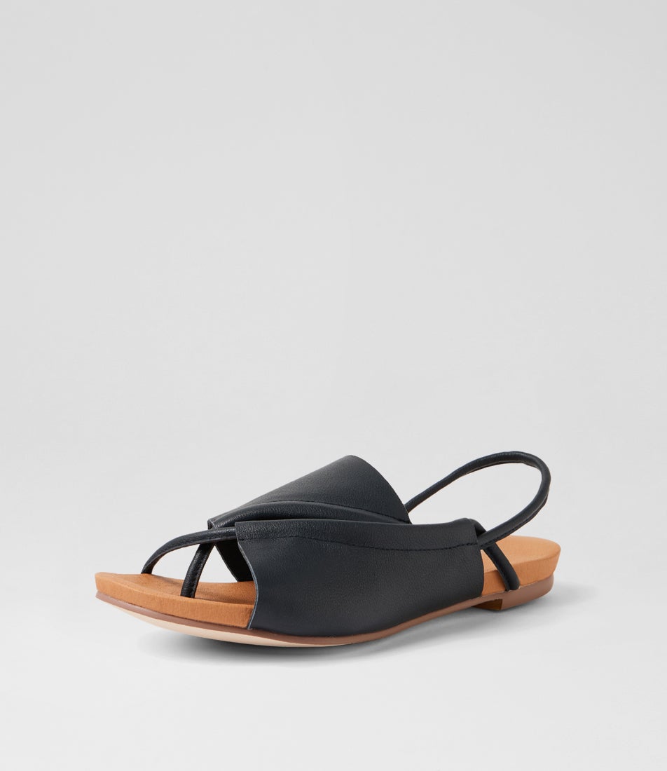 Justa Navy Leather Sandals