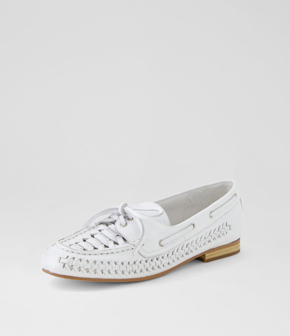 Raella White Leather Loafers