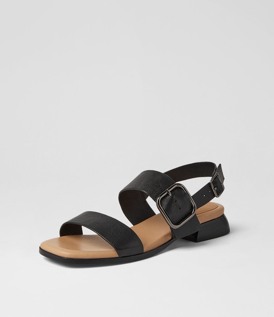 Demai Black Leather Sandals
