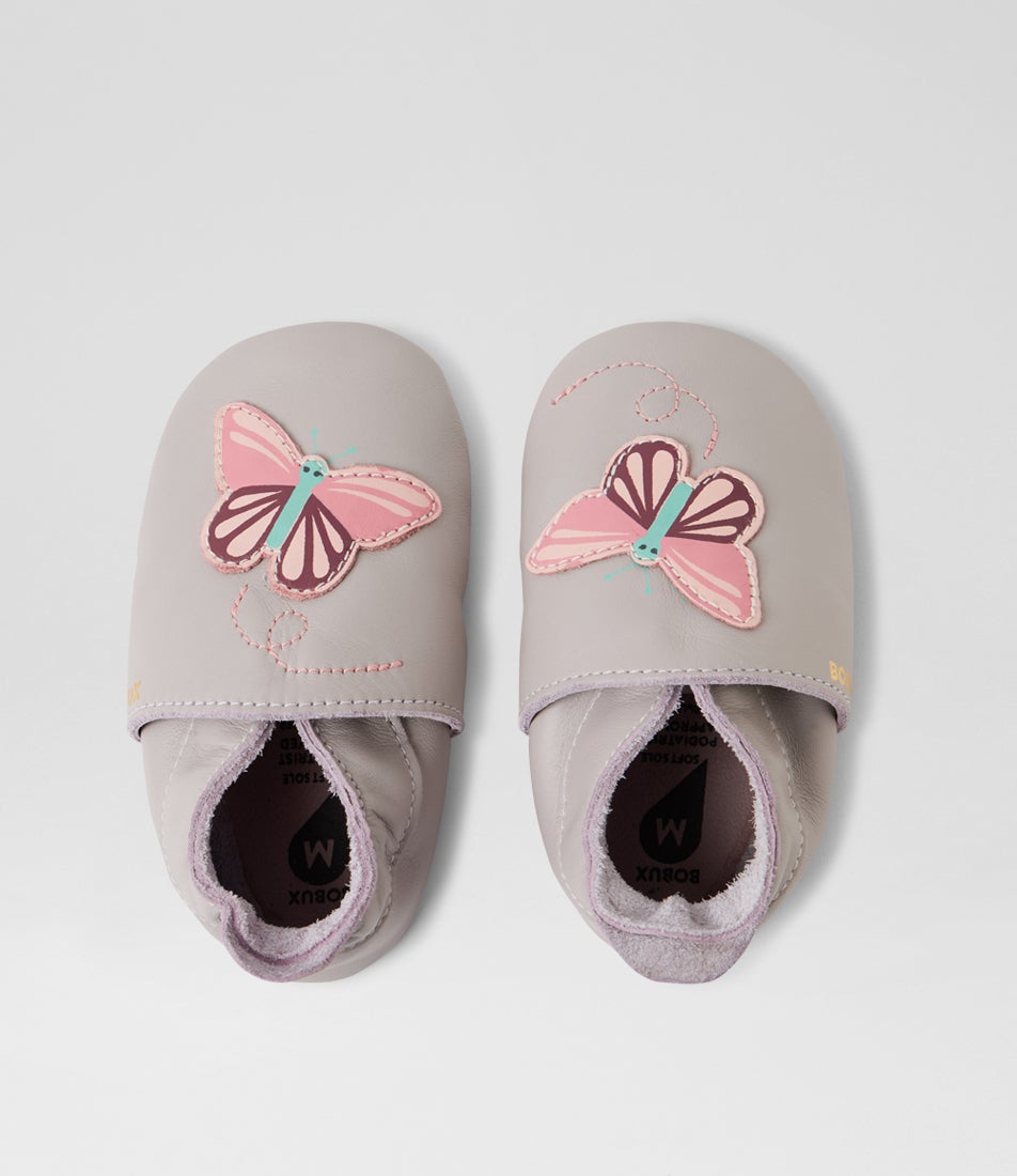 Ss Butterfly Pre Walker Lilac Leather Slip Ons