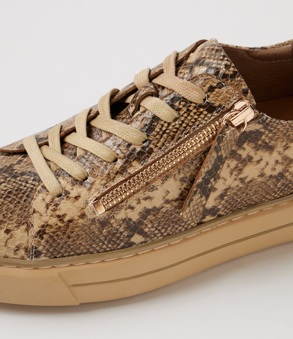 Kerk W Camel Choc Snake Leather Sneakers