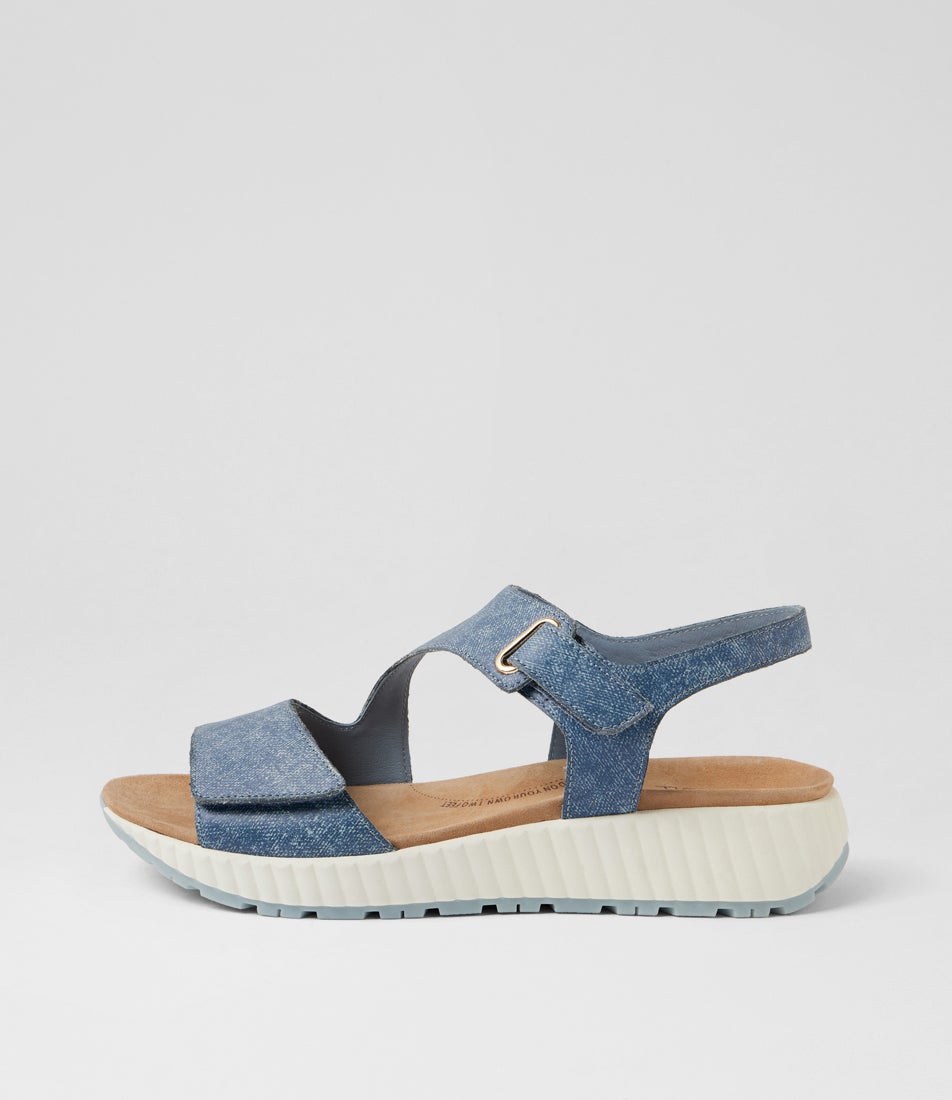 Lanne W Blue Washed Denim Leather Sandals