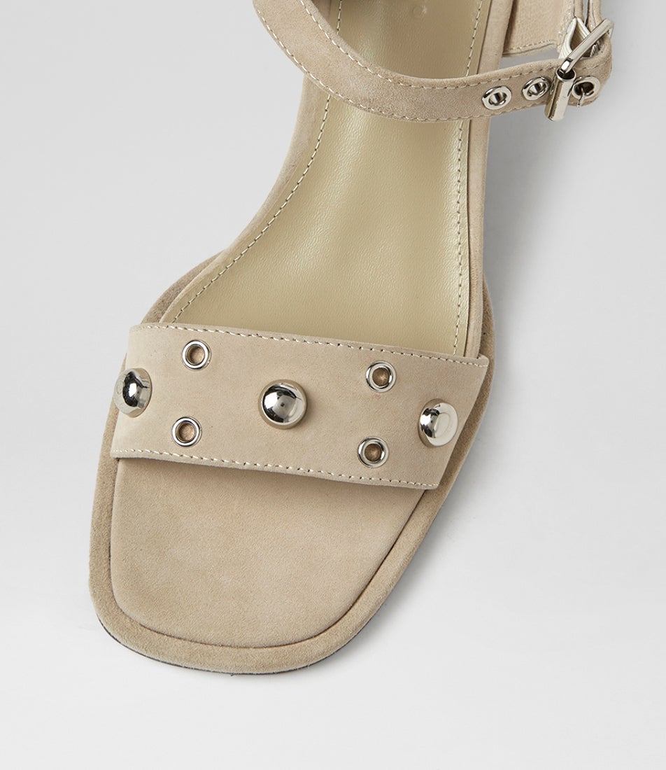 Mariell Stone Dark Brown Suede Sandals