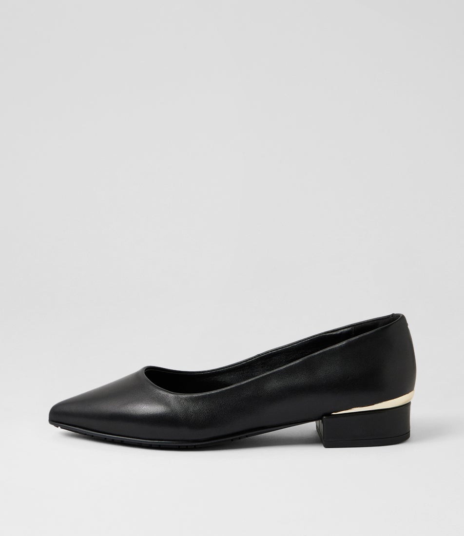Adria Black Leather Heels