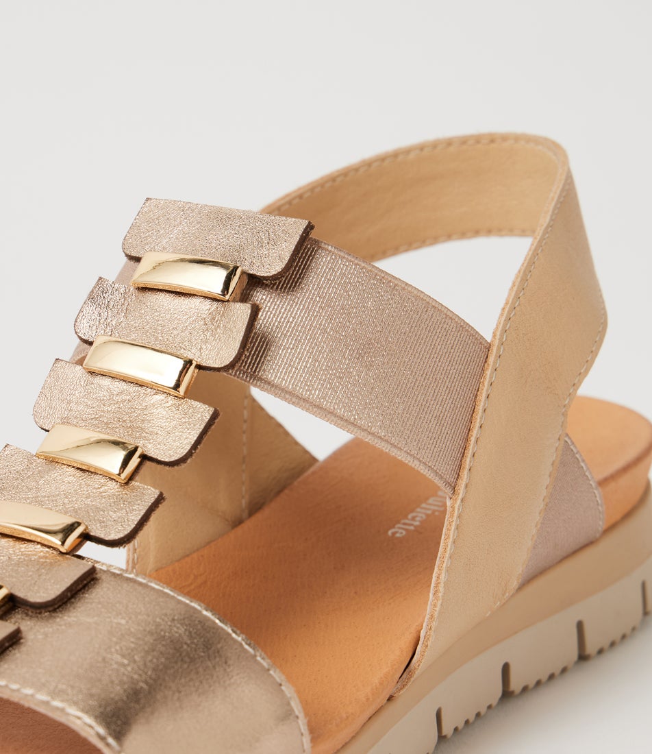 Lensey Champagne Camel Leather Sandals