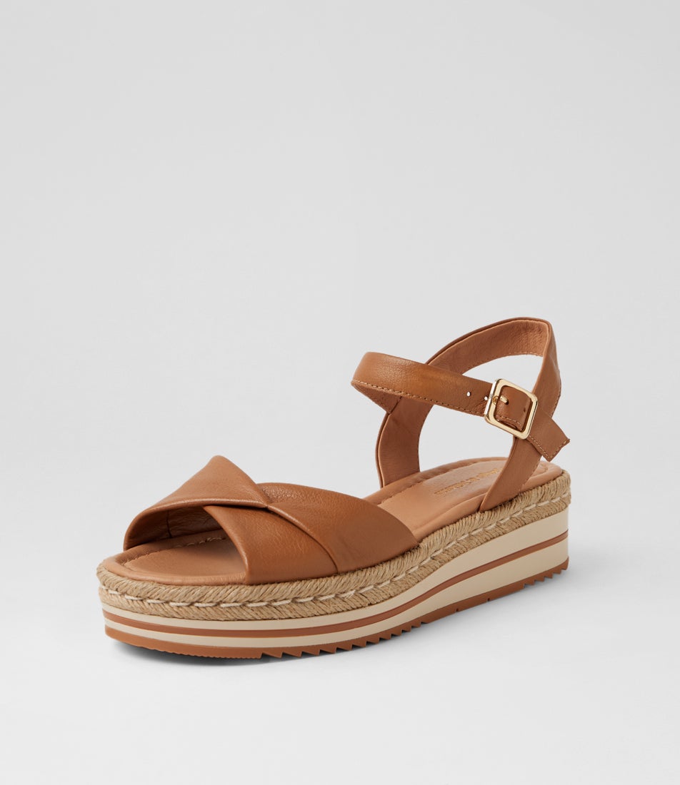 Angles Dark Tan Leather Sandals