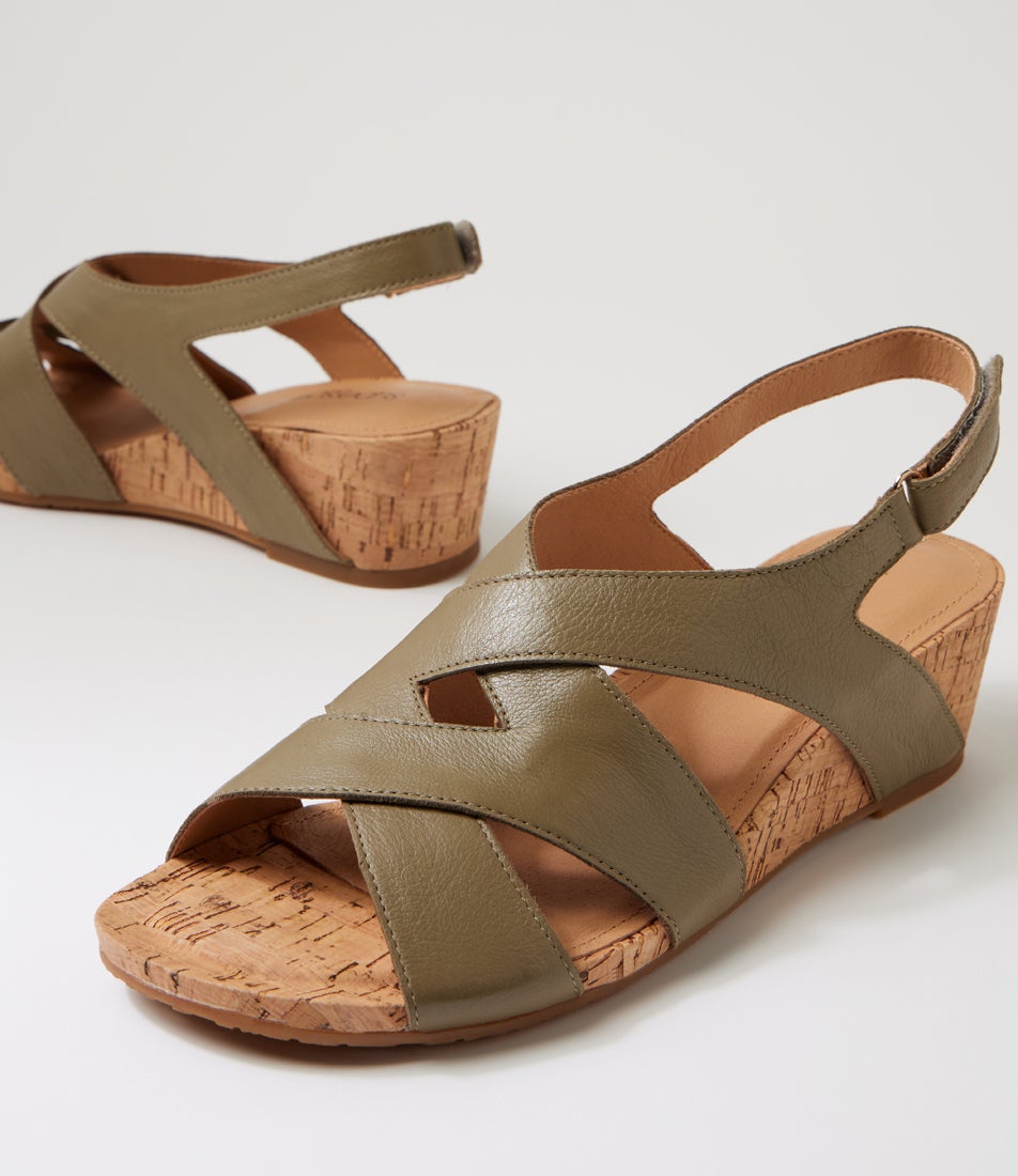 Sars Khaki Cork Leather Sandals