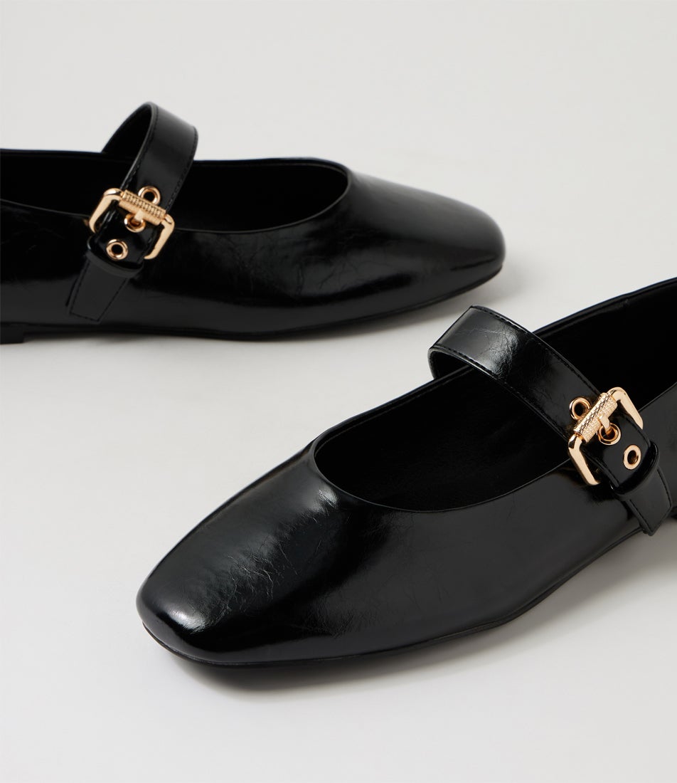 Europe Black Crinkle Mary Janes