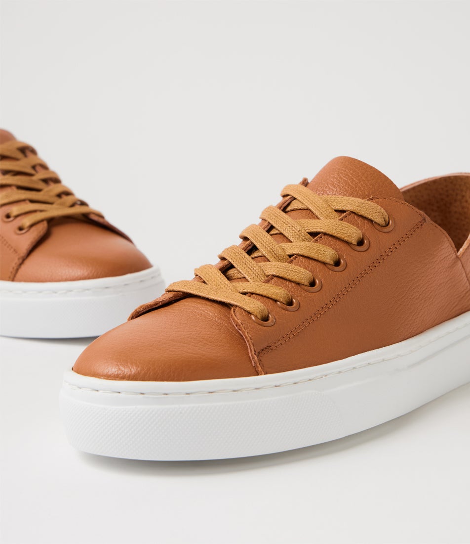 Oskher Dark Tan Leather Sneakers