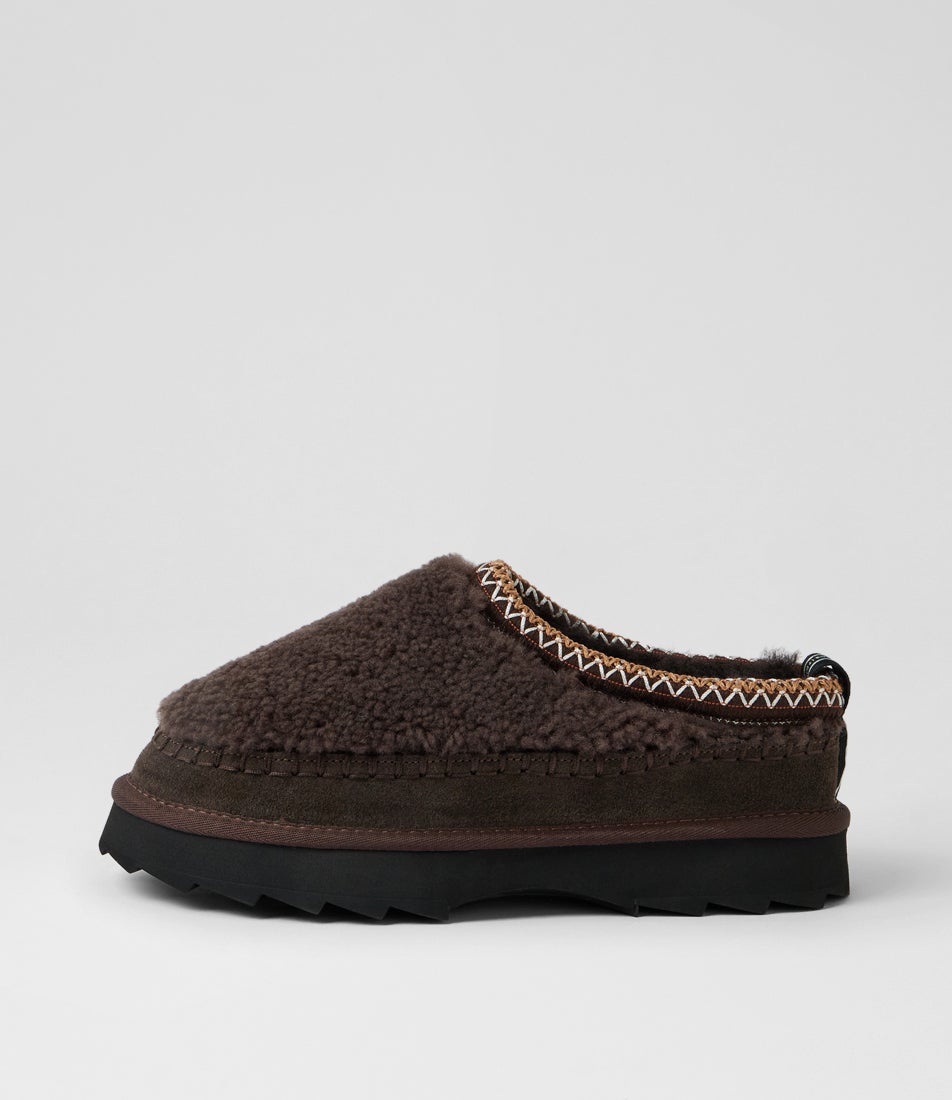 Sharky Adventure Teddy Chocolate Sheepskin Slippers