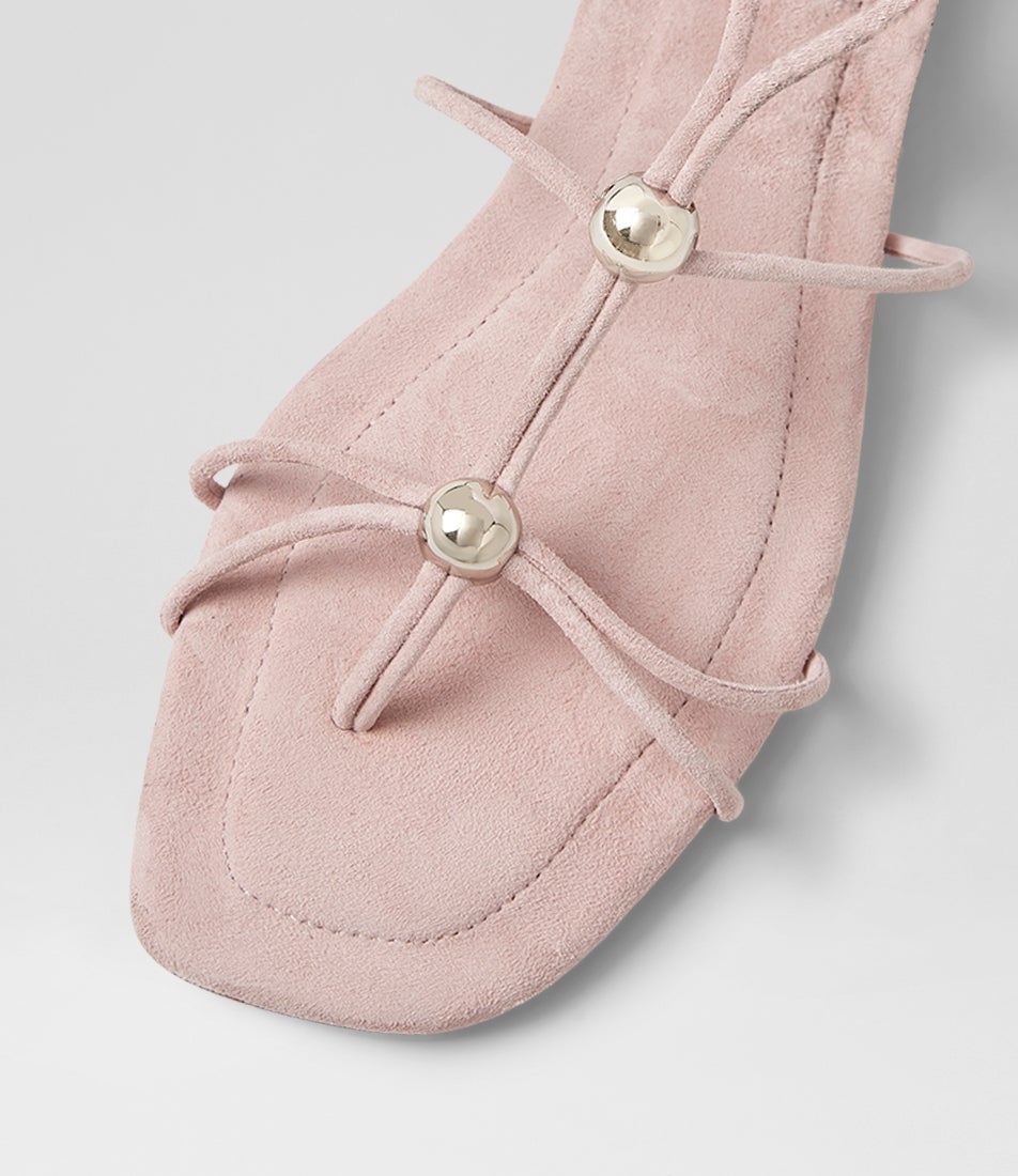 Rahi Pale Pink Silver Suede Sandals