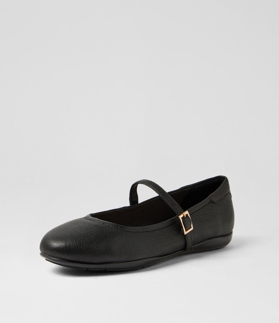 Aurora Black Leather Mary Janes