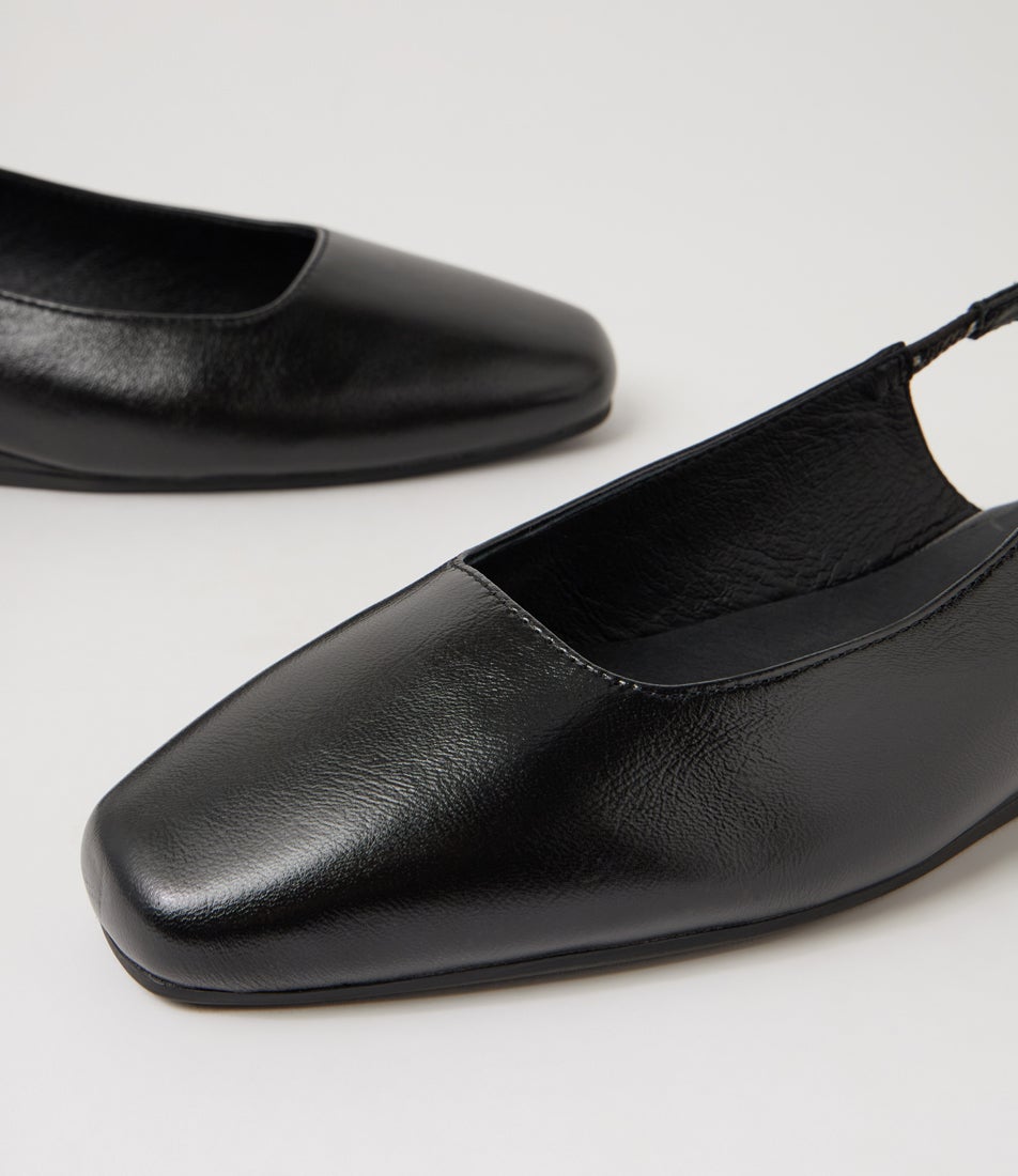 Kailani Black Luxe Leather Slingbacks