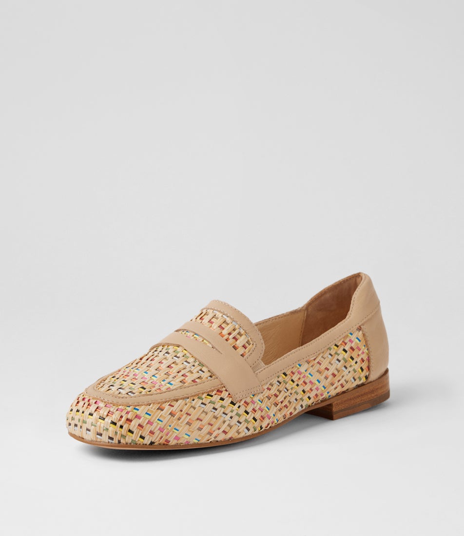 Delroy W Natural Bright Multi Raffia Loafers