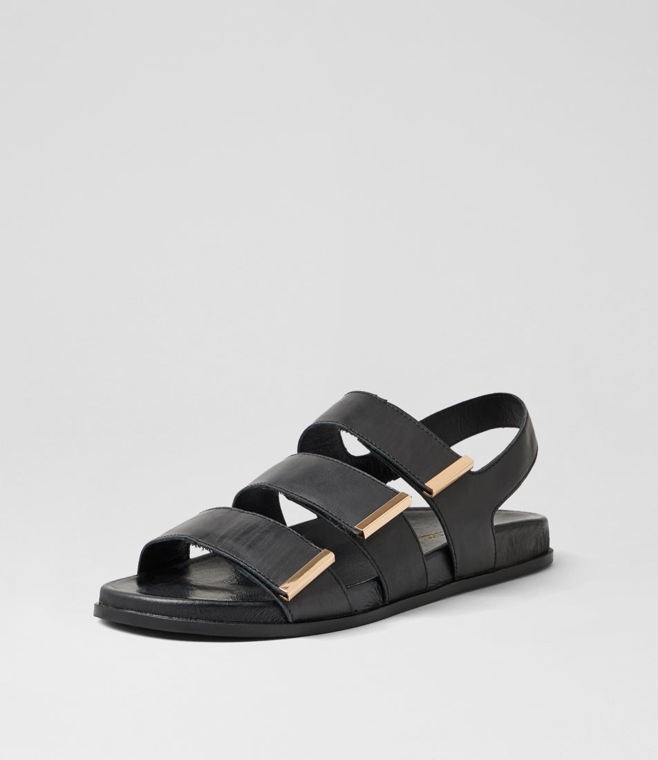 Tea Black Leather Sandals Tea Black Leather Sandals