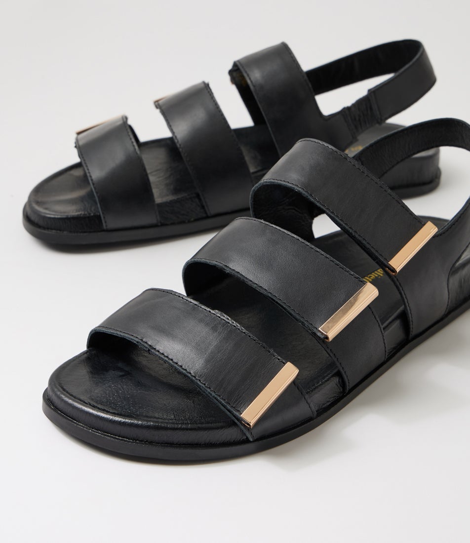 Tea Black Leather Sandals Tea Black Leather Sandals