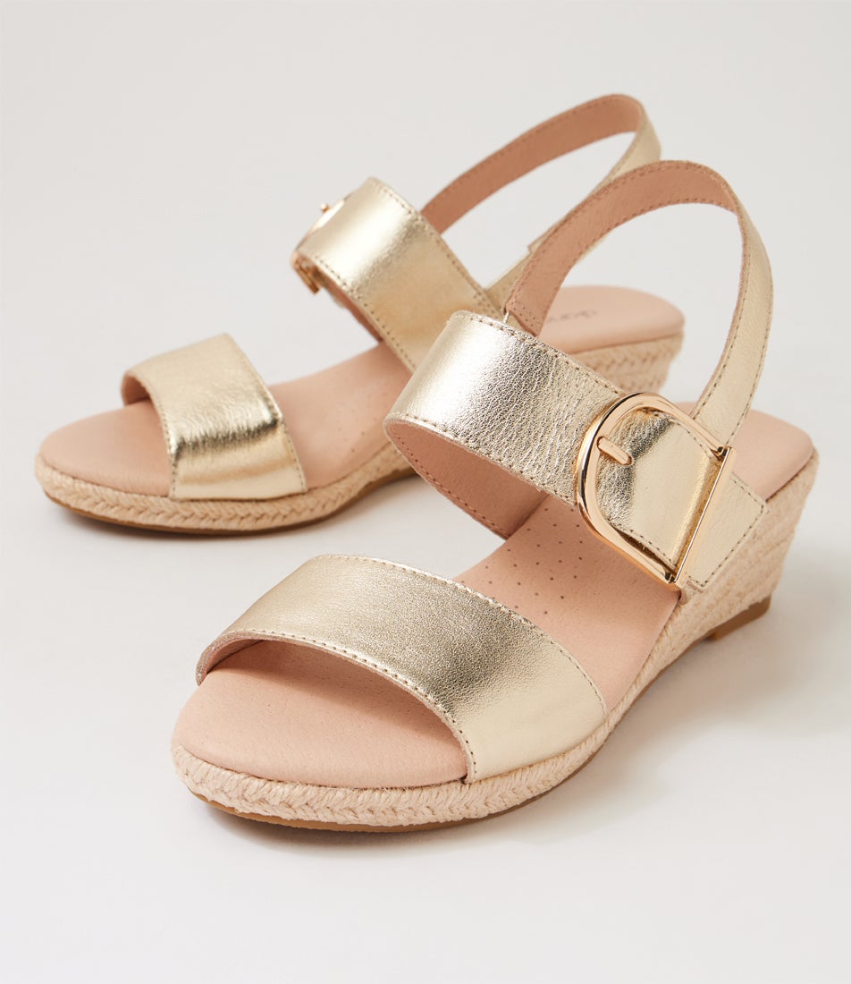 Hucy Pale Gold Leather Sandals
