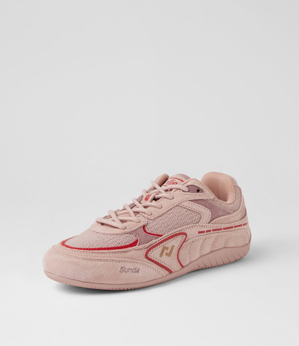 Sunda Pink Suede Mesh Lace Up Sneakers
