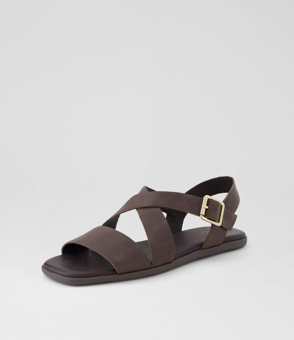 Nevers Choc Leather Sandals