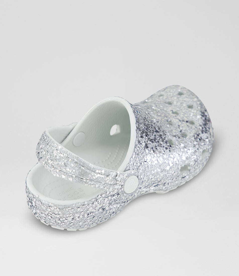 Dazzle Glitter Clog Junior Silver Eva Sandals