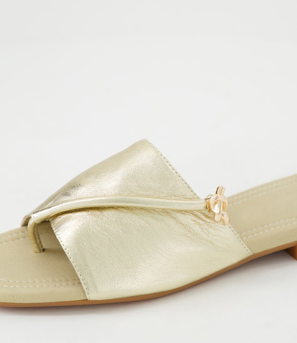 Genia Gold Leather Slides