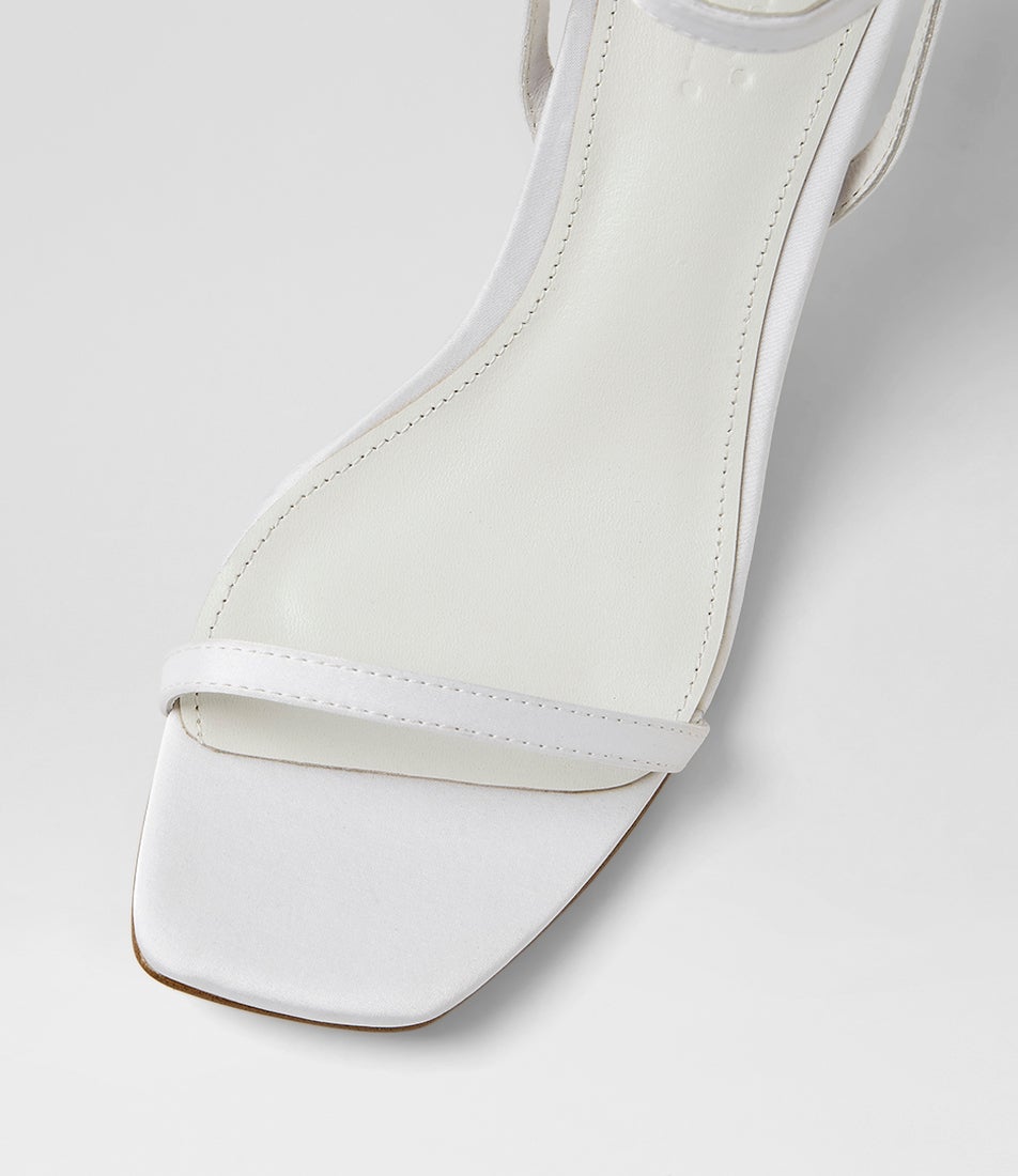 Hazeel White Satin Sandals