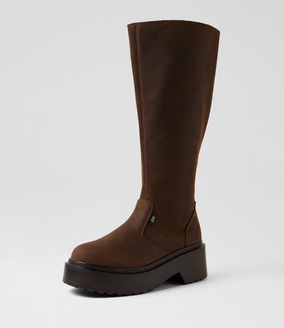 Troupe Wide Calf Brown Leather Knee High Boots Troupe Wide Calf Brown Leather Knee High Boots
