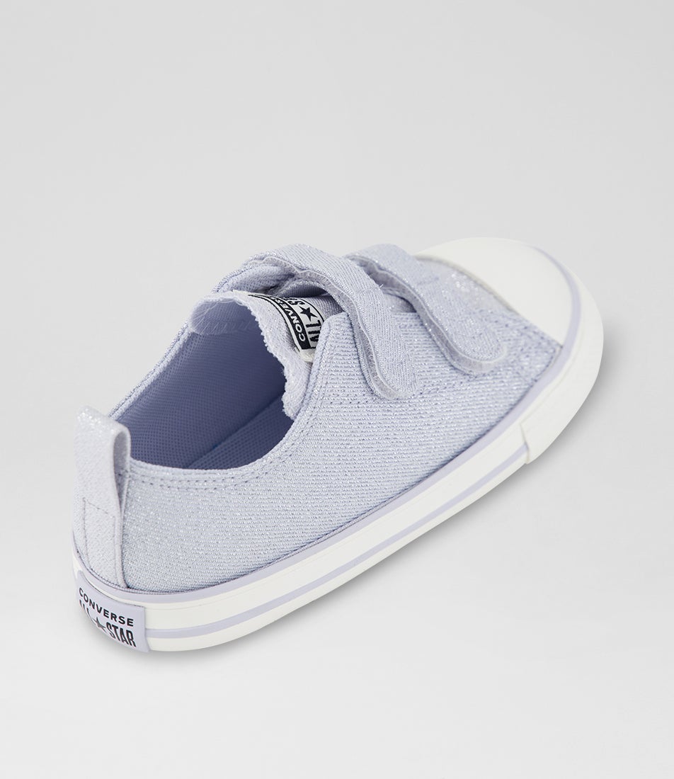 Ctas Low Shine On Toddler Almost Lavender Silver White Twill Sneakers