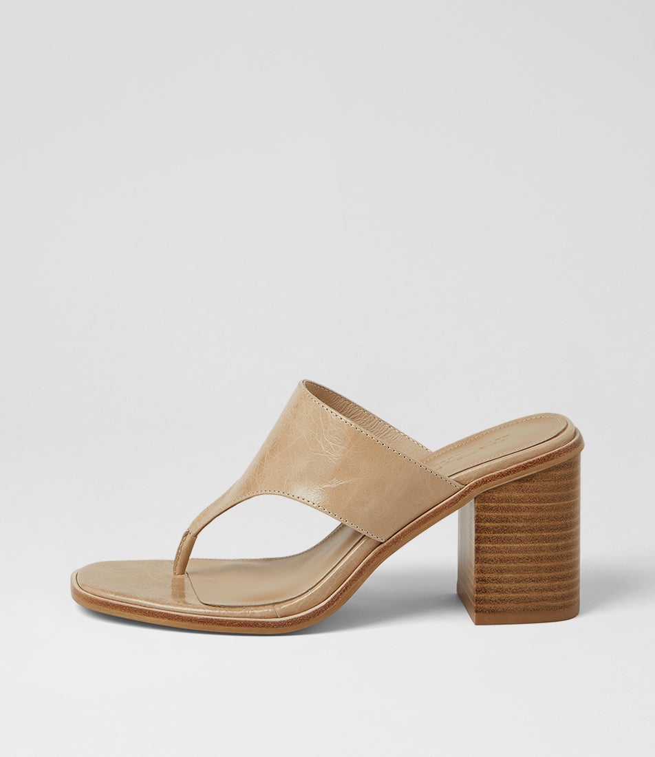 Neomi Camel Natural Crinkle Leather Sandals