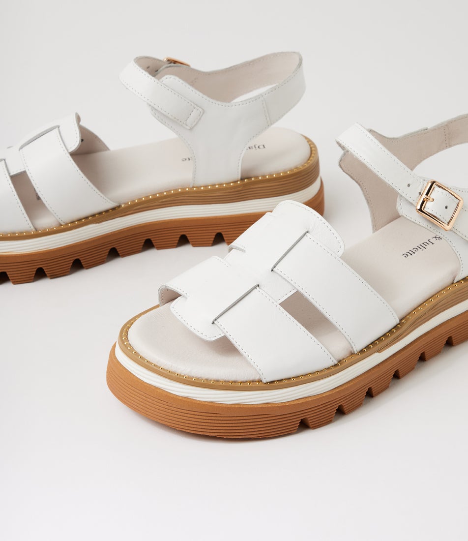 Simm White Leather Sandals