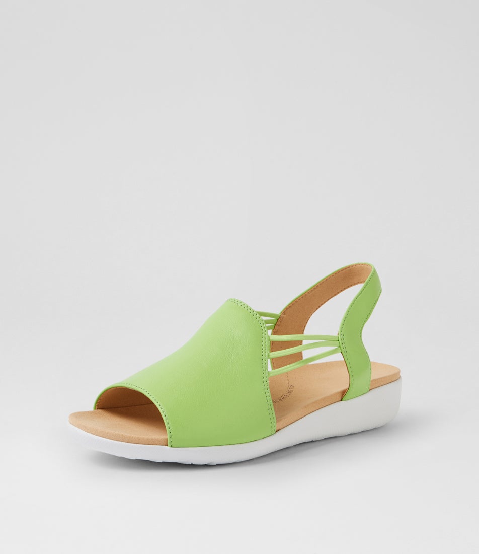 Udhays W Light Lime Leather Elastic Sandals