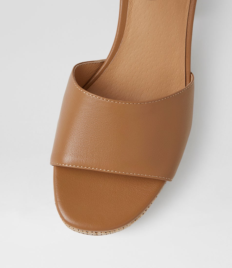 Lable Dark Tan Natural Leather Heeled Sandals