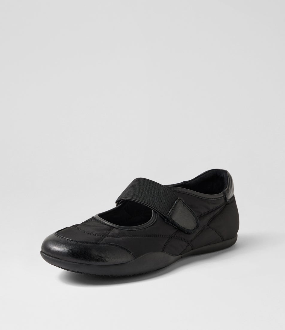 Zorrah Black Leather Mix Mary Janes