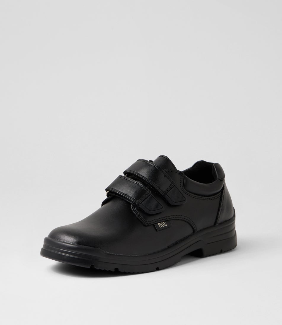 Rocket Youth Black Leather School Shoes