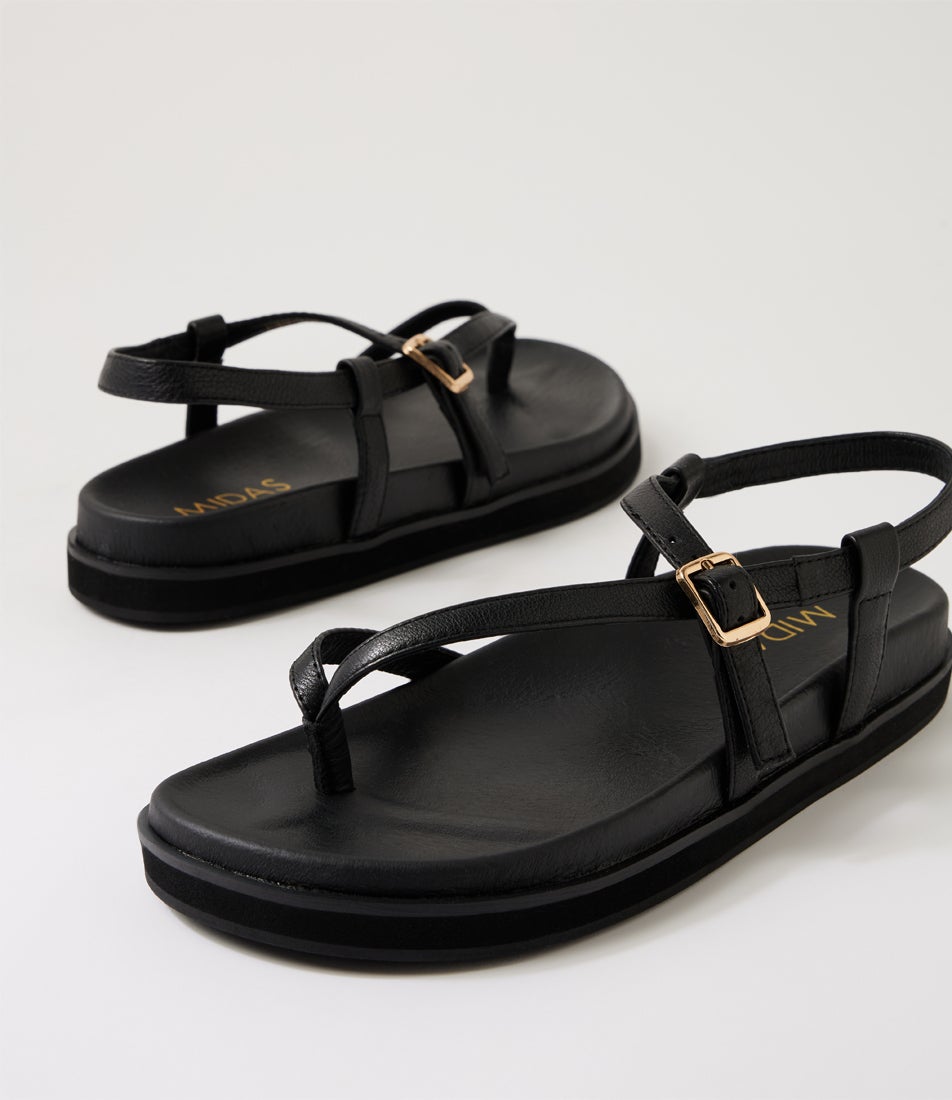 Vanren Black Leather Thongs