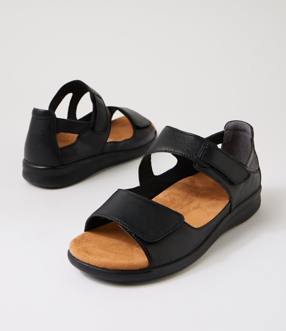 Bopen Xw Black Leather Sandals