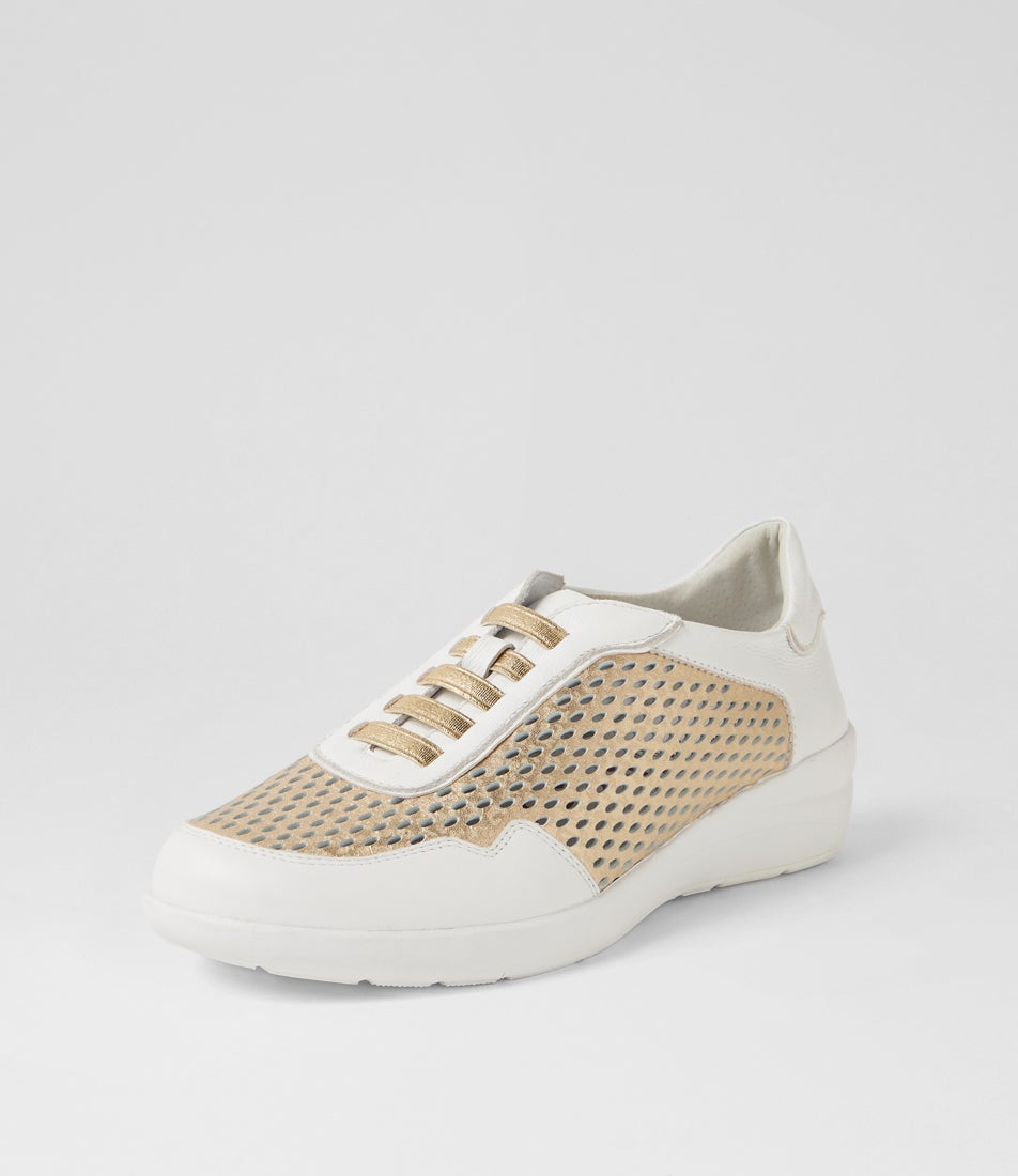 Nettar W White Gold Cheetah Sneakers