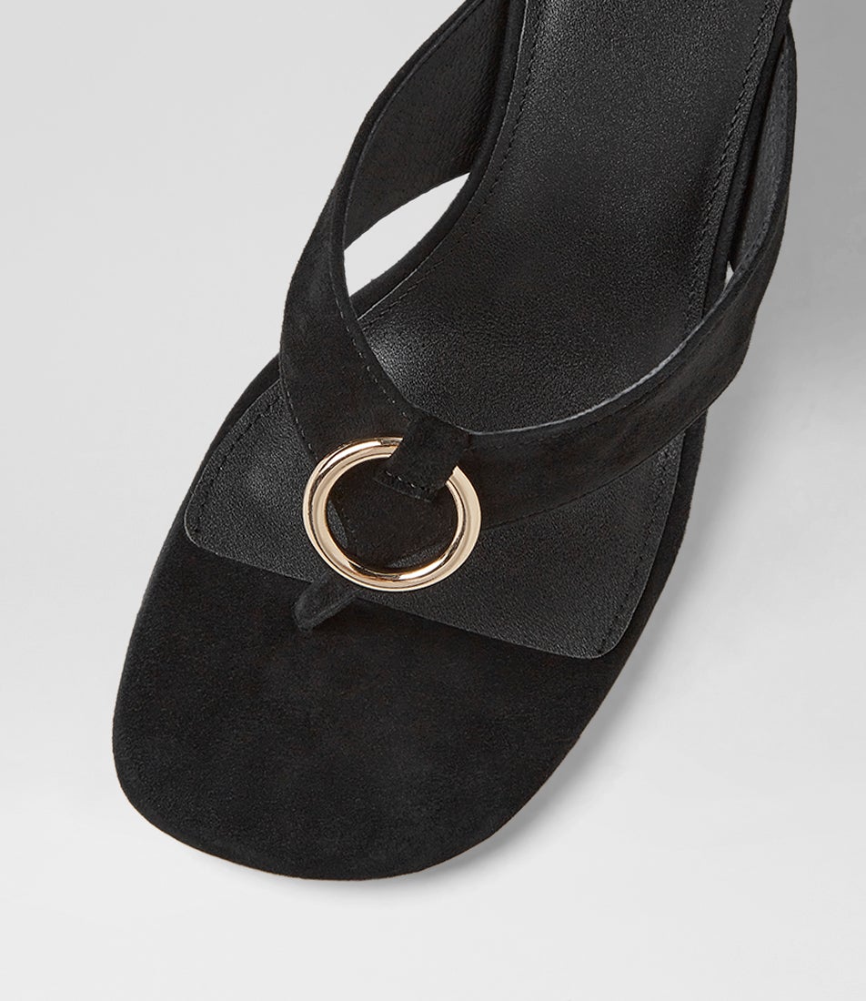Elishia Black Suede Sandals