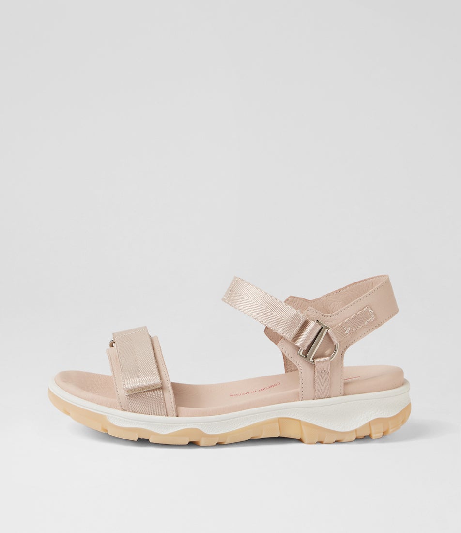 Ramble Nougat White Leather Strappy Sandals