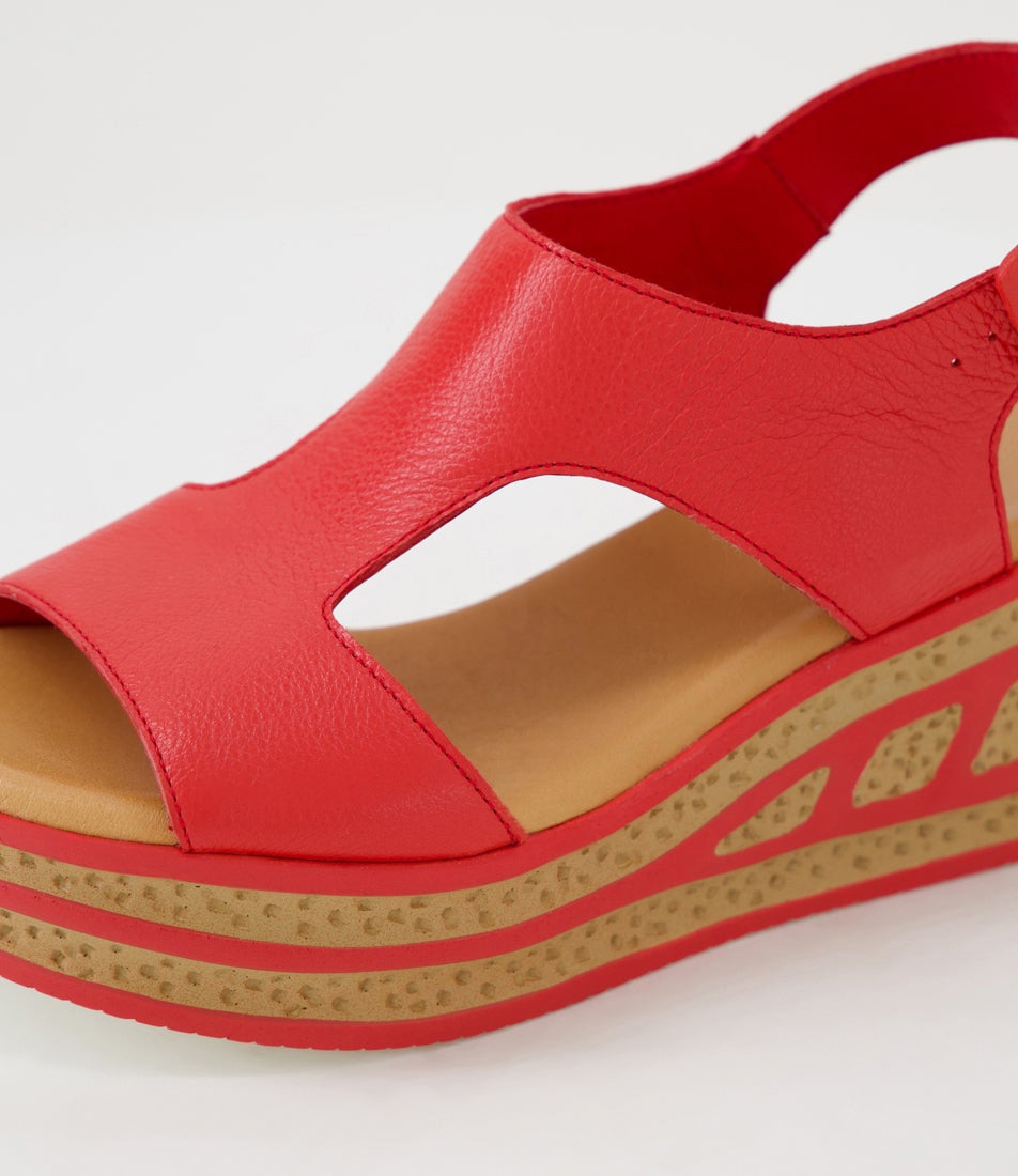 Qeleigh Red Leather Sandals