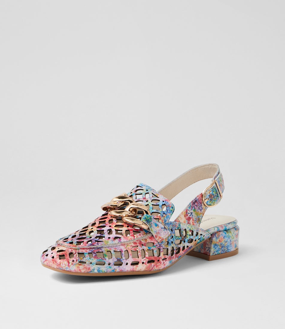 Vooper Red Multi Print Leather Heels