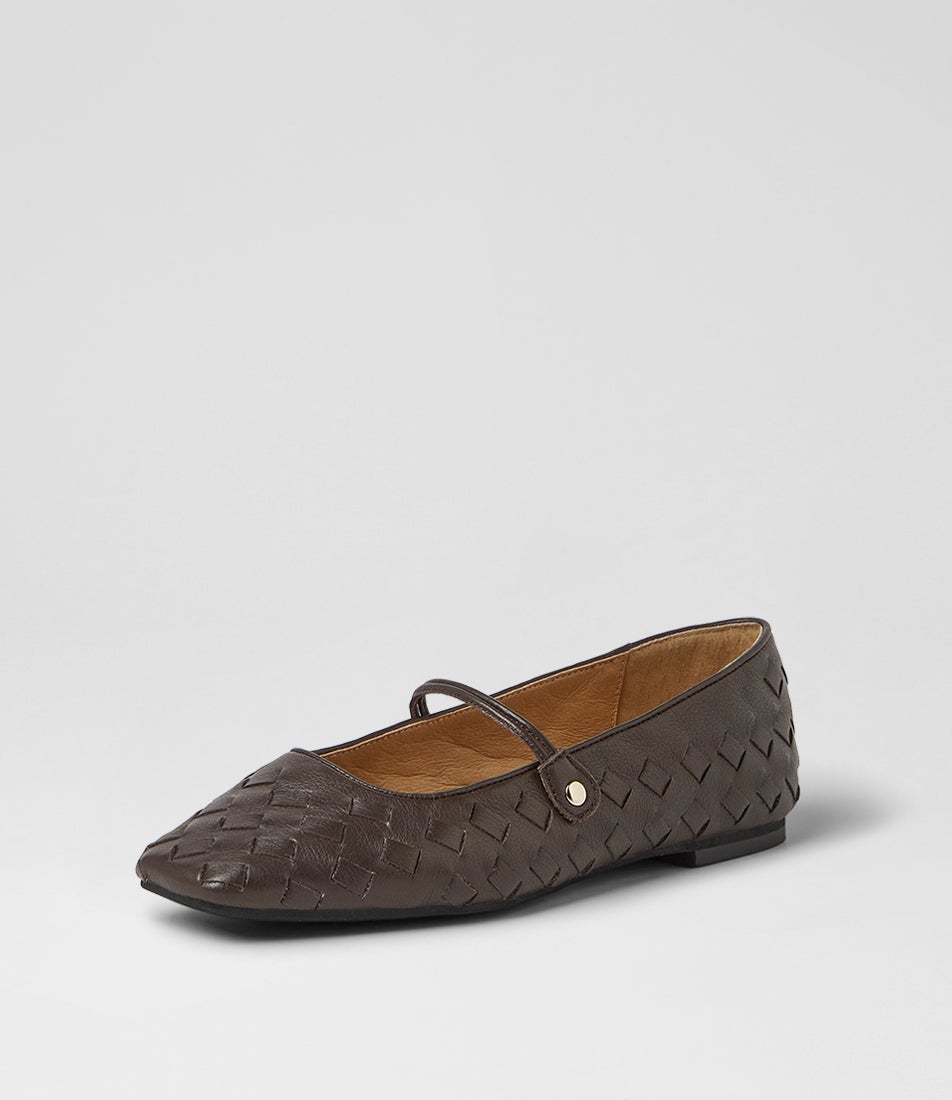 Zura Choc Leather Flat Shoes