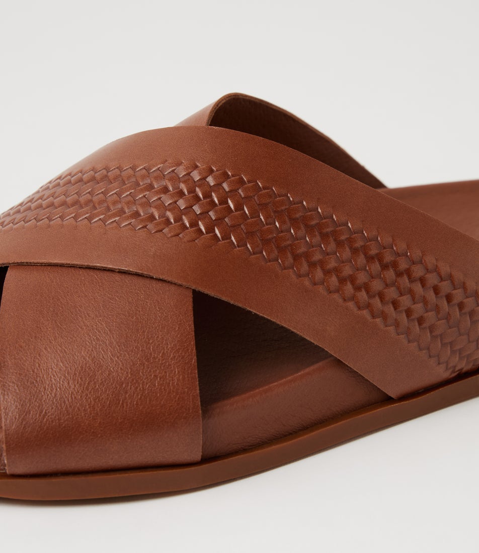 Tamy Walnut Leather Slides