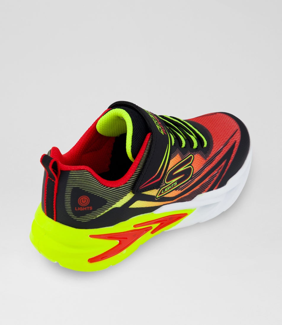 Flex Glow Ultra Junior Red Black Fabric Sneakers