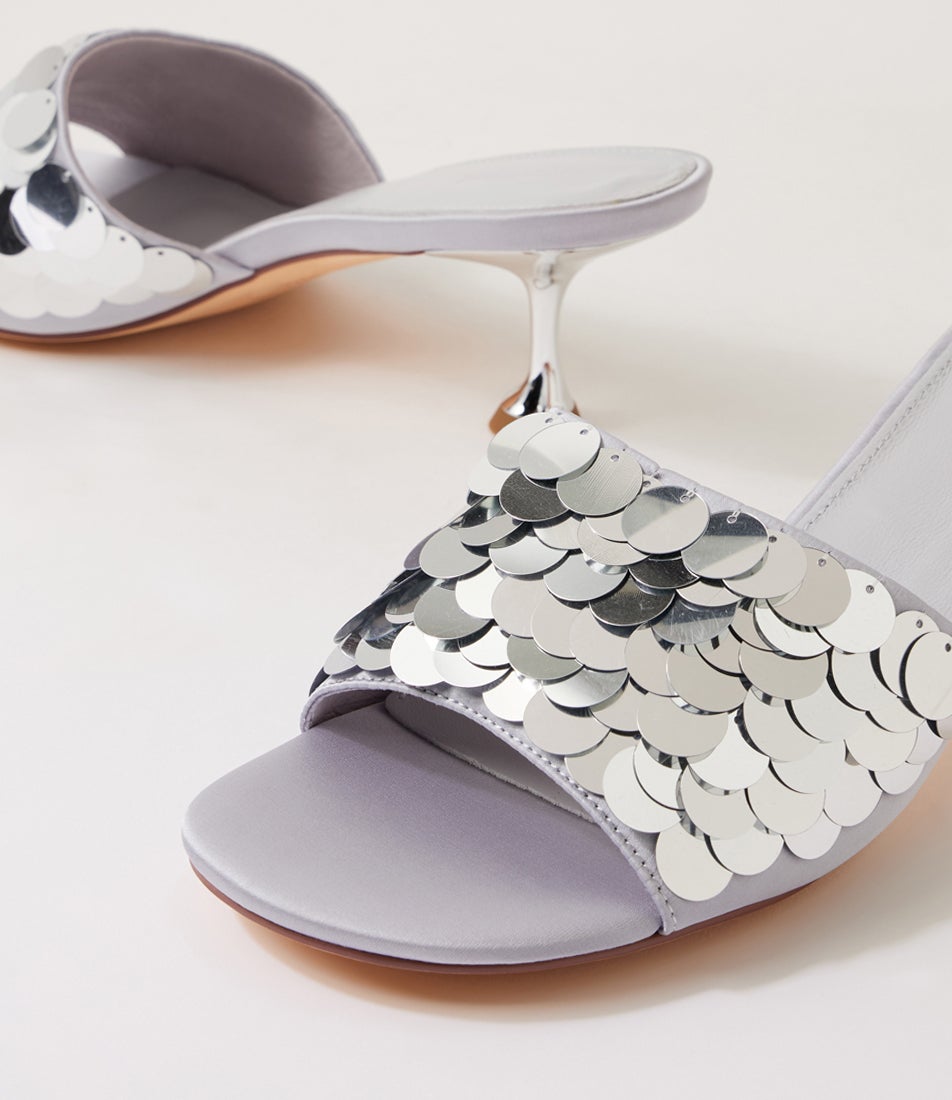 Ampale Silver Sequin Slides